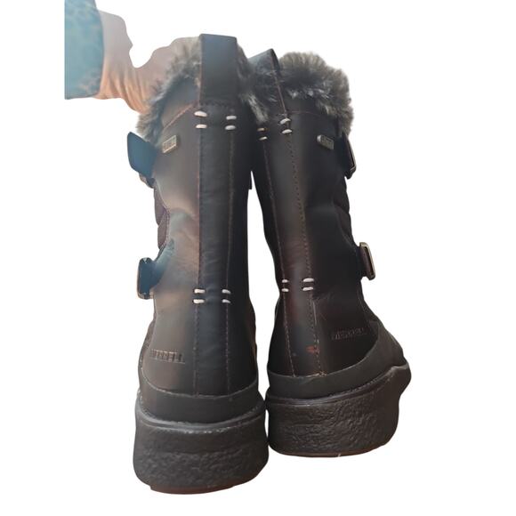 Merrell Tremblant Ezra Zip WP Ice+ Boot brown leather sz 10 fur lined snow new - Picture 4 of 7